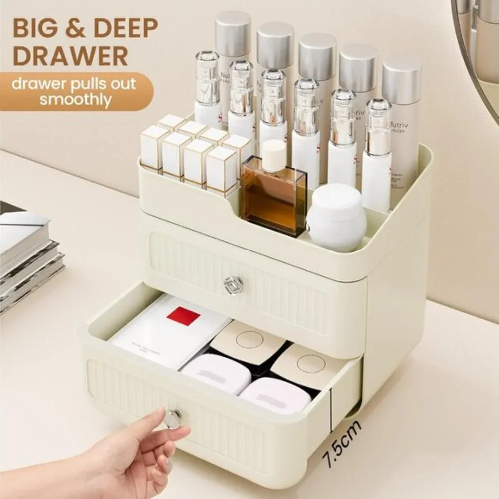 New Stackable Makeup Organizer for Vanity, 3-Layer Skincare Storage in White